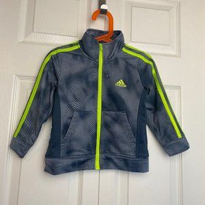 Adidas Grey and Neon Green Toddler  Zip Up Track 2T